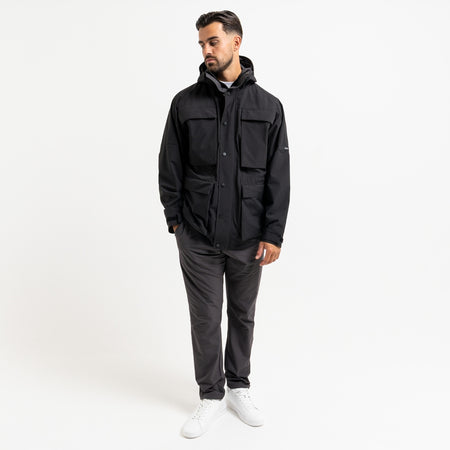Pellegrini Jacket in black, focusing on an adjustable waist drawcord