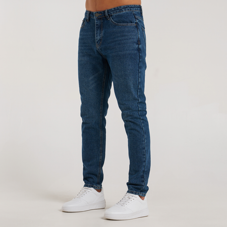 Bee Inspired Ralston Regular Fit Jeans in Dark Blue, regular fit jeans with a looser, comfortable feel, front view