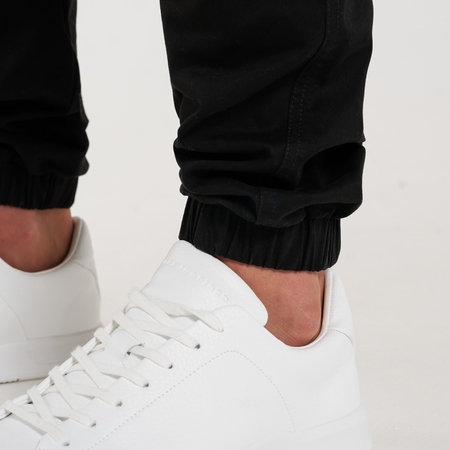 Bee Inspired Rivero Cargo Pants in Black, regular fit cargo trousers with multiple utility pockets, styled shot