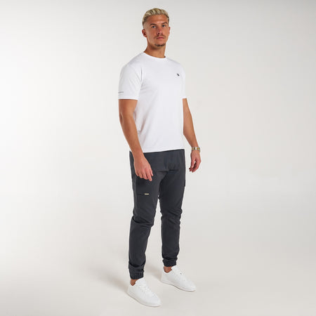 Rivero Cargo Pants in charcoal showing the regular fit