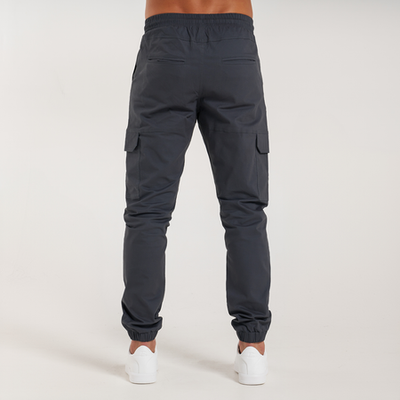 Bee Inspired Rivero Cargo Pants in Charcoal, regular fit cargo trousers with multiple utility pockets, alternate angle