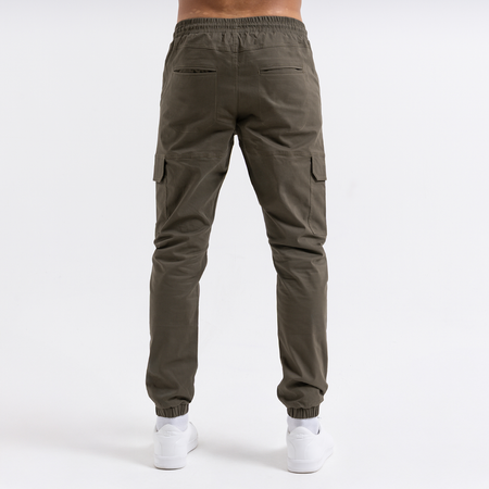 Bee Inspired Rivero Cargo Pants in Khaki, regular fit cargo trousers with multiple utility pockets, alternate angle