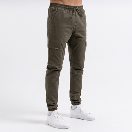 Bee Inspired Rivero Cargo Pants in Khaki, regular fit cargo trousers with multiple utility pockets, styled shot