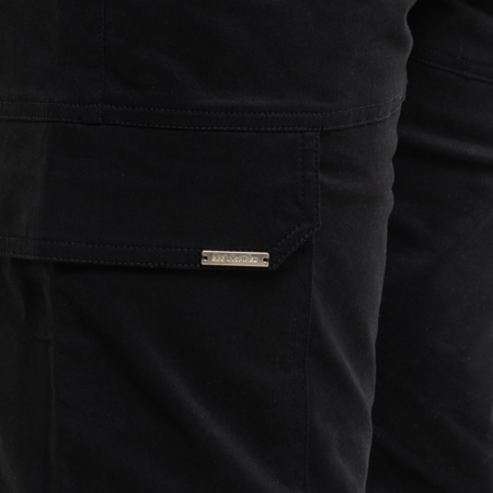 Bee Inspired Rivero Relaxed Cargo Pants in Black, relaxed fit cargo trousers with multiple utility pockets, alternate angle