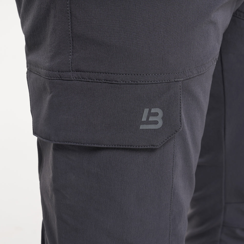 Rivero Tech Cargo Pants in charcoal showing the regular fit