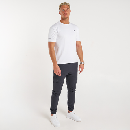 Bee Inspired Rivero Tech Cargo Pants in Charcoal, regular fit tech cargo trousers, back view