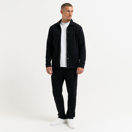 Bee Inspired Rochet Overshirt in Black, minimal overshirt with a clean, branding-free design, styled shot