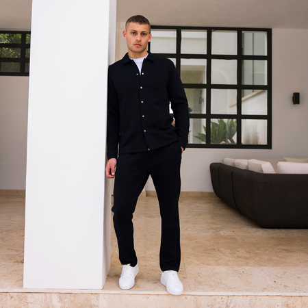 Bee Inspired Rochet Overshirt in Black, minimal overshirt with a clean, branding-free design, alternate angle