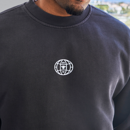 Bee Inspired Sagna Crew in Faded Black, relaxed fit crew sweatshirt with a bold back graphic, alternate angle