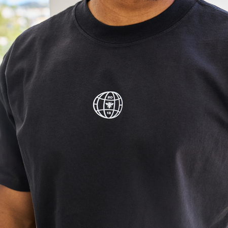 Bee Inspired Sagna Oversized T-Shirt in Faded Black, oversized graphic tee with a laid-back fit, alternate angle