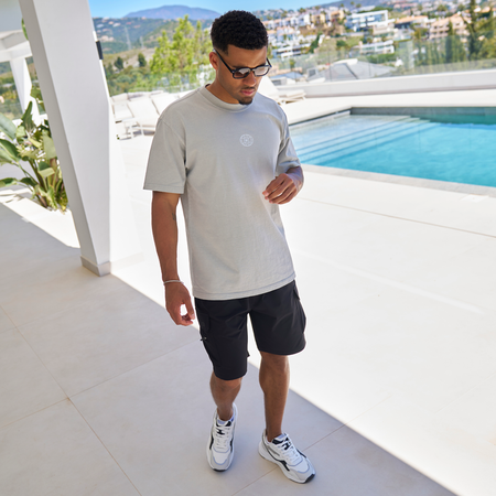 Bee Inspired Sagna Oversized T-Shirt in Faded Storm, oversized graphic tee with a laid-back fit, styled shot