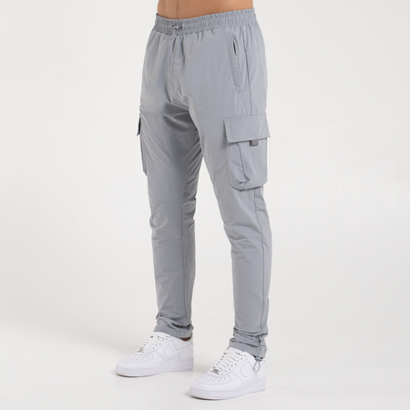 Bee Inspired Sakai Cargo Pants in Concrete, regular fit cargo trousers, styled shot