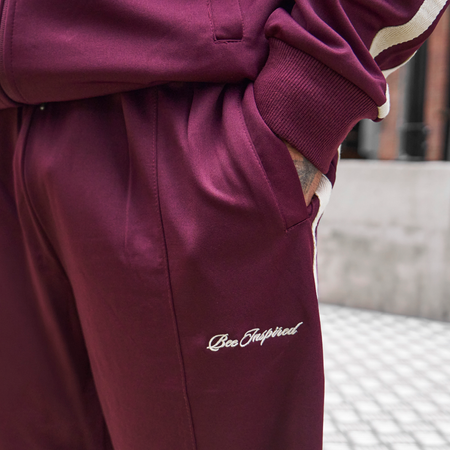 Bee Inspired Sanchez Track Pant in Burgundy, tracksuit bottoms designed to match the Sanchez track top, alternate angle