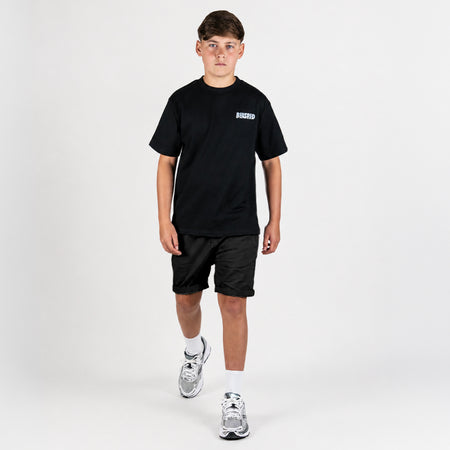 Bee Inspired Junior Santos Shorts in Black, regular fit junior chino shorts with an elasticated waistband, styled shot