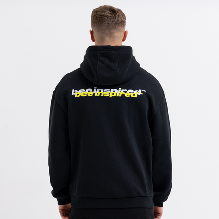 Bee Inspired Scholes Hoodie in Black, relaxed fit hoodie with stretch cuffs and hem, front view
