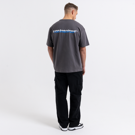 Bee Inspired Scholes T-Shirt in Magnet, relaxed fit tee with a straight hem in 100% cotton, back view