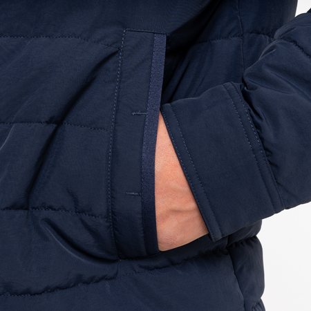 Bee Inspired Siegrist Jacket in Navy, collared padded jacket with a snap fastener closure, alternate angle
