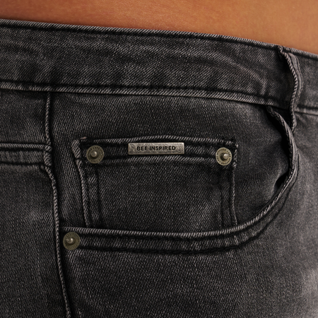 Bee Inspired Serrano Slim Fit Jeans in Washed Black, slim fit jeans designed for maximum comfort, back view