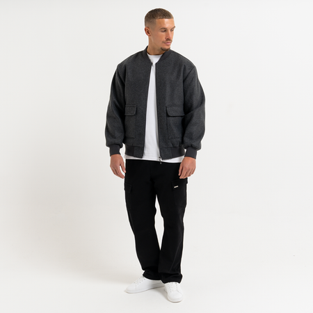 Bee Inspired Sibbick Bomber Jacket in Charcoal, bomber jacket with a two-way front zip, alternate angle