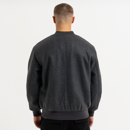 Bee Inspired Sibbick Bomber Jacket in Charcoal, bomber jacket with a two-way front zip, front view