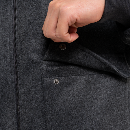 Bee Inspired Sibbick Bomber Jacket in Charcoal, bomber jacket with a two-way front zip, back view