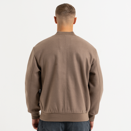 Bee Inspired Sibbick Bomber Jacket in Taupe, bomber jacket with a two-way front zip, alternate angle