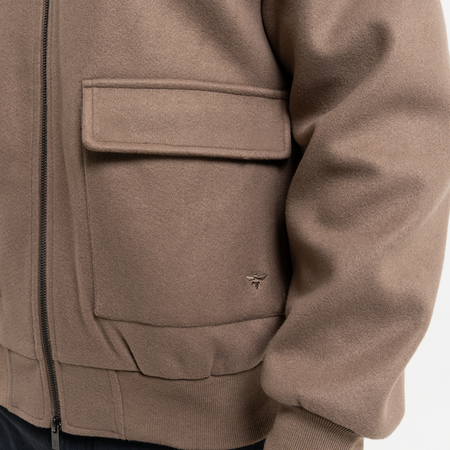 Bee Inspired Sibbick Bomber Jacket in Taupe, bomber jacket with a two-way front zip, styled shot