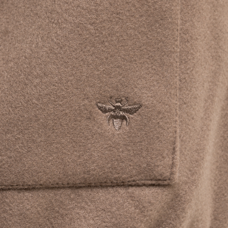 Bee Inspired Sibbick Bomber Jacket in Taupe, bomber jacket with a two-way front zip, close-up