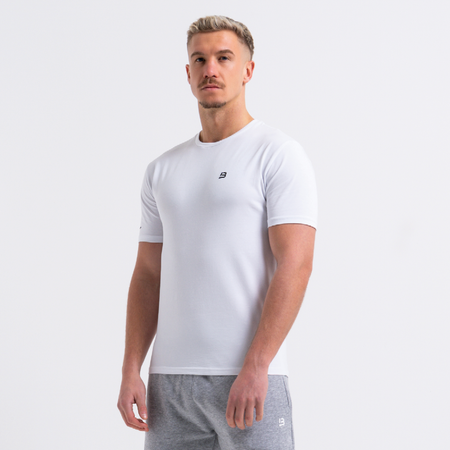 Bee Inspired Signature T-Shirt in White, slim fit tee in cotton jersey with a contrast B monogram, front view