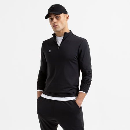 Bee Inspired Signature Sports 1/4 Zip in Black, quarter-zip sports top from the Life in Motion active range, front view