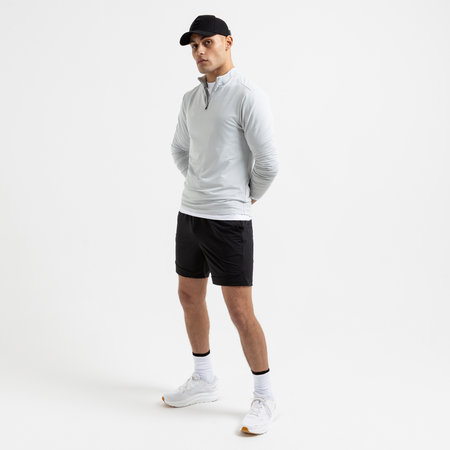 Bee Inspired Signature Sports 1/4 Zip in Light Grey, quarter-zip sports top from the Life in Motion active range, close-up