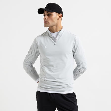 Bee Inspired Signature Sports 1/4 Zip in Light Grey, quarter-zip sports top from the Life in Motion active range, front view