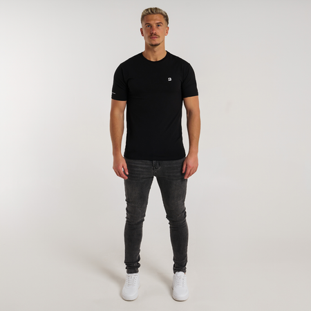 Bee Inspired Signature T-Shirt in Black, slim fit tee in cotton jersey with a contrast B monogram, styled shot