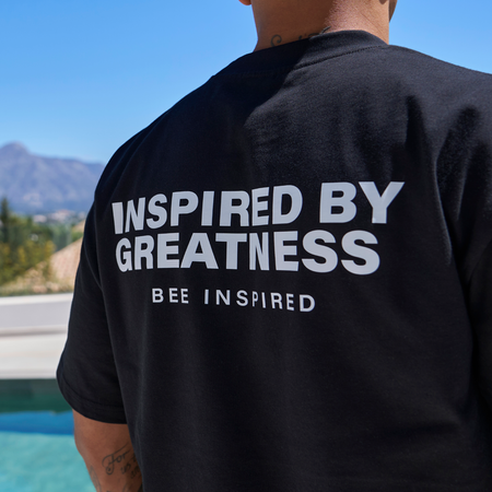Bee Inspired Simms Oversized T-Shirt in Black, heavyweight cotton oversized tee with a streetwear edge, back view