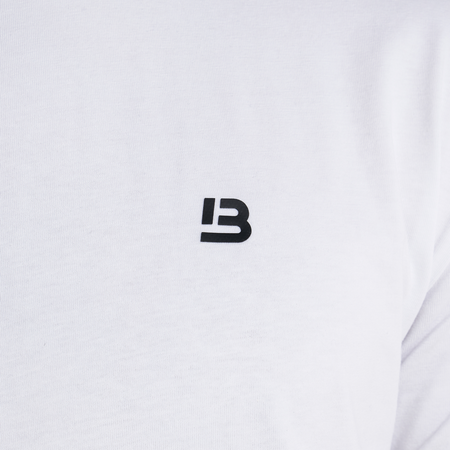 Bee Inspired Signature T-Shirt in White, slim fit tee in cotton jersey with a contrast B monogram, close-up