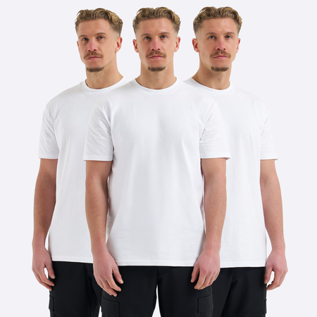 Bee Inspired Slim Fit Triple Pack in White, triple pack of slim fit tees for everyday comfort, front view
