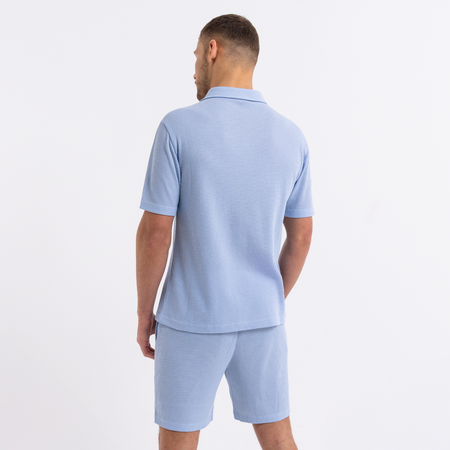 Bee Inspired Sommer Shirt in Ice Blue, relaxed fit shirt, part of the Sommer twin set, back view
