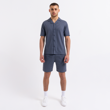 Bee Inspired Sommer Shirt in Steel Blue, relaxed fit shirt, part of the Sommer twin set, back view