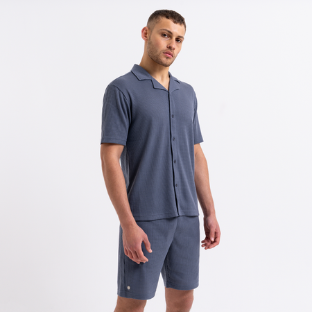 Bee Inspired Sommer Shirt in Steel Blue, relaxed fit shirt, part of the Sommer twin set, styled shot