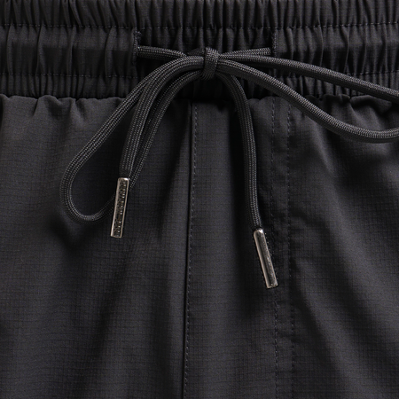 Bee Inspired Soriano Cargo Short in Charcoal, regular fit cargo shorts with utility pockets and a toggle waistband, close-up