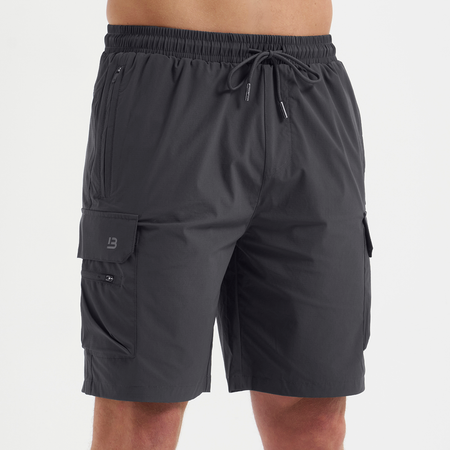 Bee Inspired Soriano Cargo Short in Charcoal, regular fit cargo shorts with utility pockets and a toggle waistband