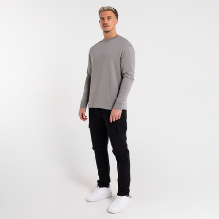 Bee Inspired Stach Long Sleeve T-Shirt in Grey, long sleeve tee with a print on the chest and back, back view