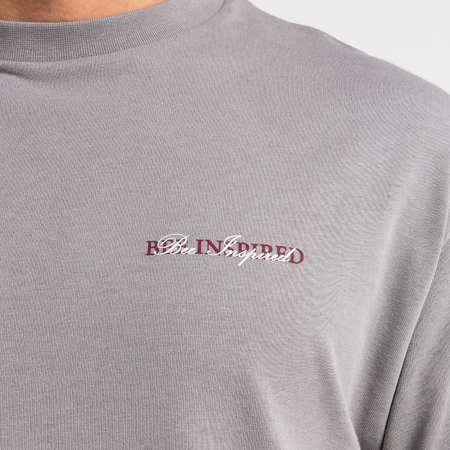 Bee Inspired Stach Long Sleeve T-Shirt in Grey, long sleeve tee with a print on the chest and back, alternate angle