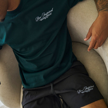 Bee Inspired Team Active Short in Black, athletic fit shorts in breathable stretch fabric, back view