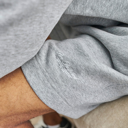 Bee Inspired Team Cotton Short in Athletic Grey, relaxed fit shorts in premium brushed fleece, close-up
