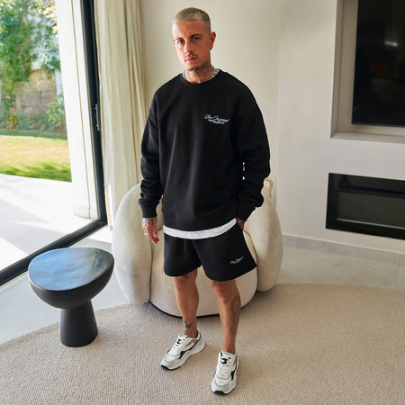 Bee Inspired Team Crew in Black, relaxed fit crew sweatshirt in premium brushed fleece, styled shot