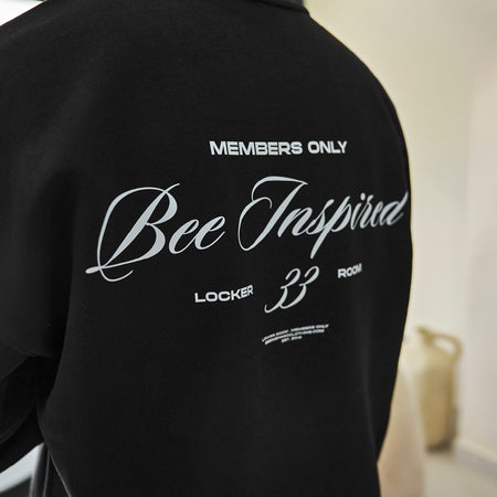 Bee Inspired Team Crew in Black, relaxed fit crew sweatshirt in premium brushed fleece, back view