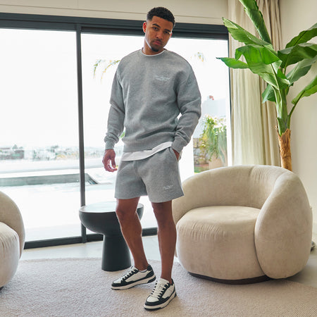 Bee Inspired Team Crew in Athletic Grey, relaxed fit crew sweatshirt in premium brushed fleece, styled shot