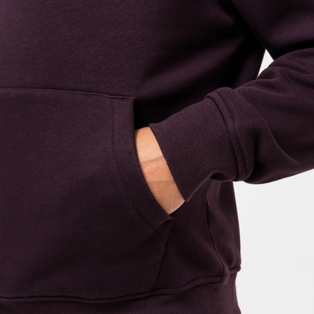 Bee Inspired Team Hoodie in Plum, hoodie in soft fleece fabric with embroidered and printed graphics, styled shot