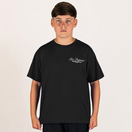 Bee Inspired Junior Team T-Shirt in Black, heavyweight cotton junior tee with dropped shoulders, alternate angle